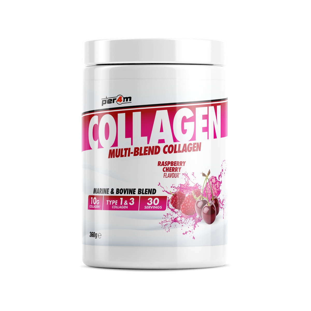 PER4M Multi-Blend Collagen Raspberry Cherry 360g tub