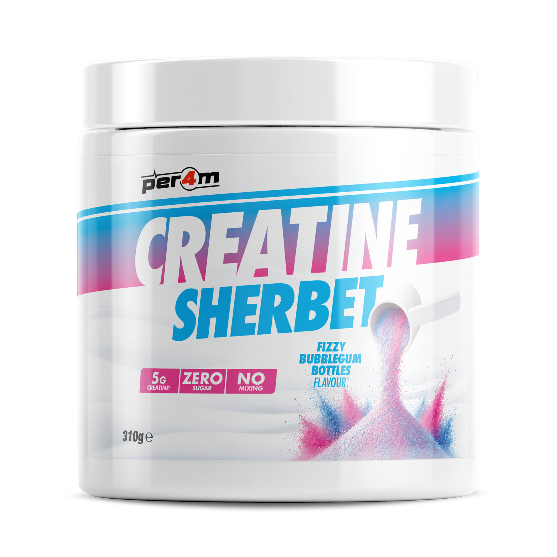Per4m Creatine Sherbet 310g Fizzy Bubblegum Bottles