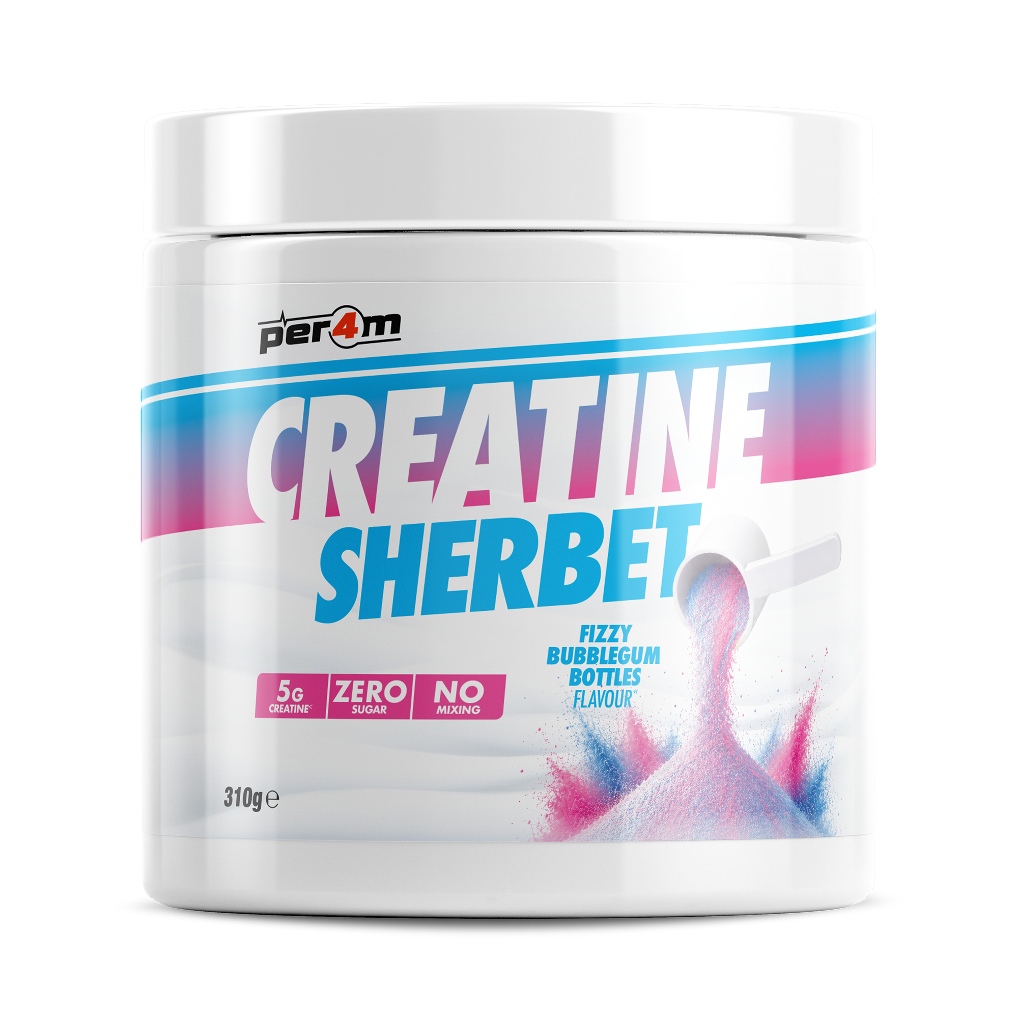 Per4m Creatine Sherbet 310g Fizzy Bubblegum Bottles