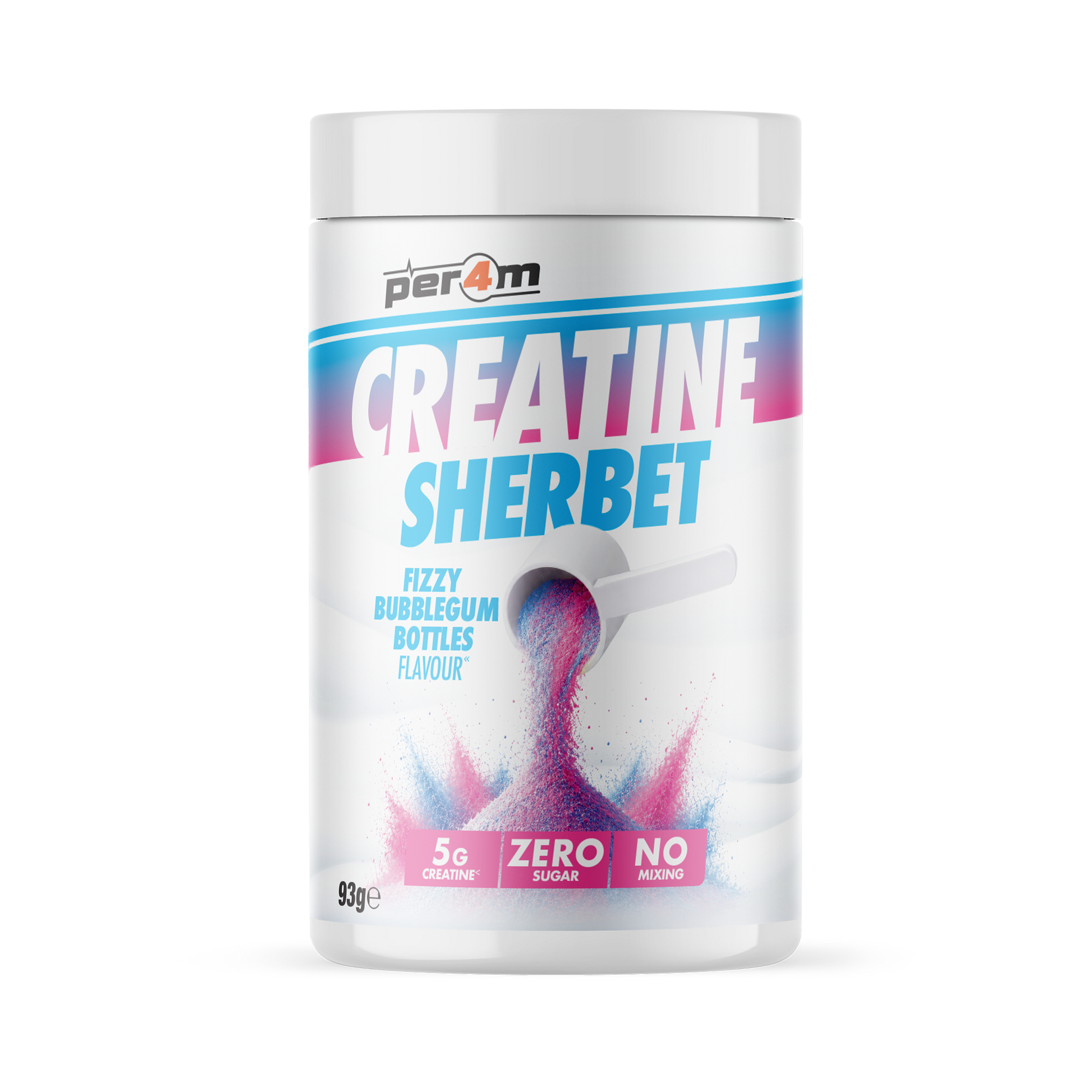 Per4m Creatine Sherbet 93g Fizzy Bubblegum Bottles