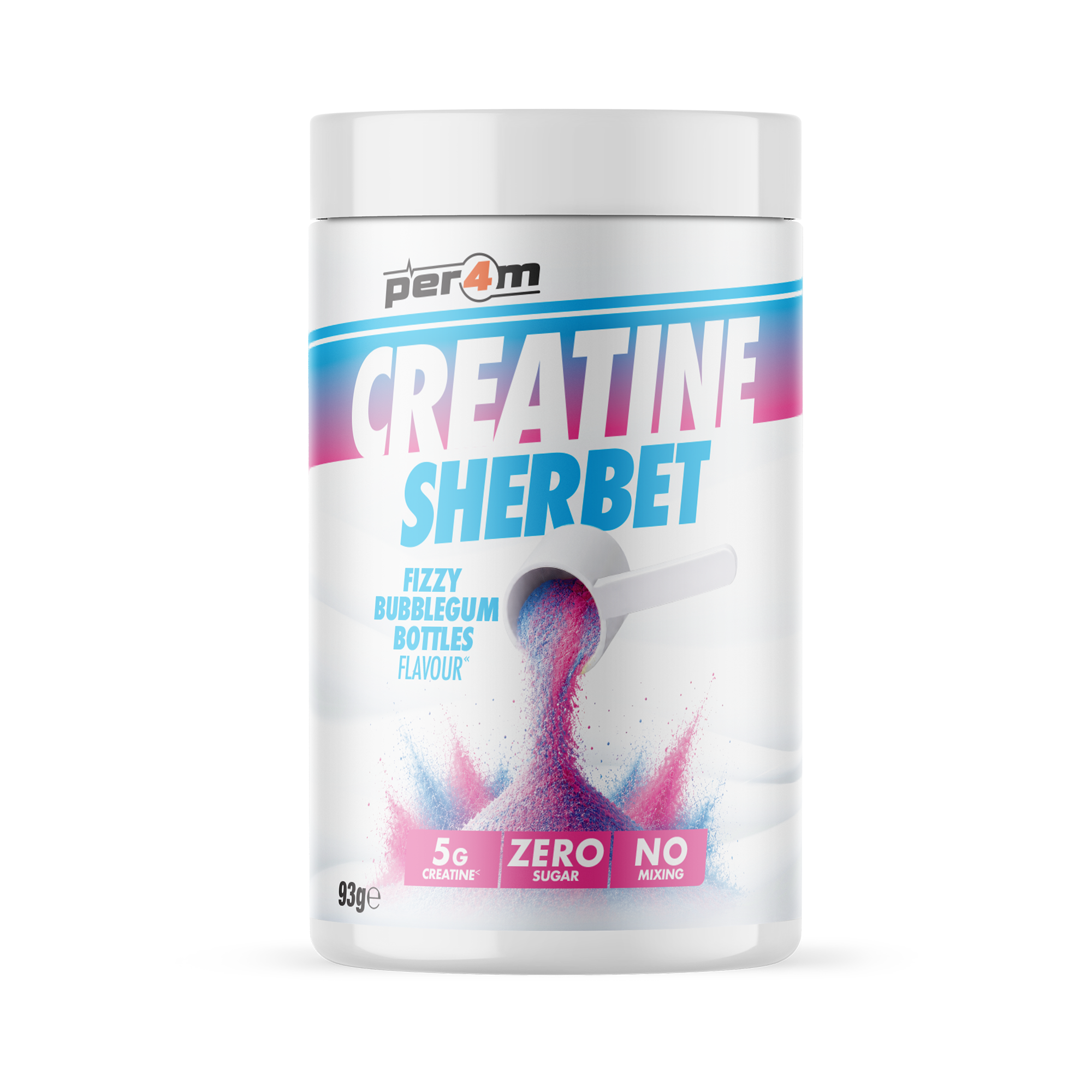 Per4m Creatine Sherbet 93g Fizzy Bubblegum Bottles