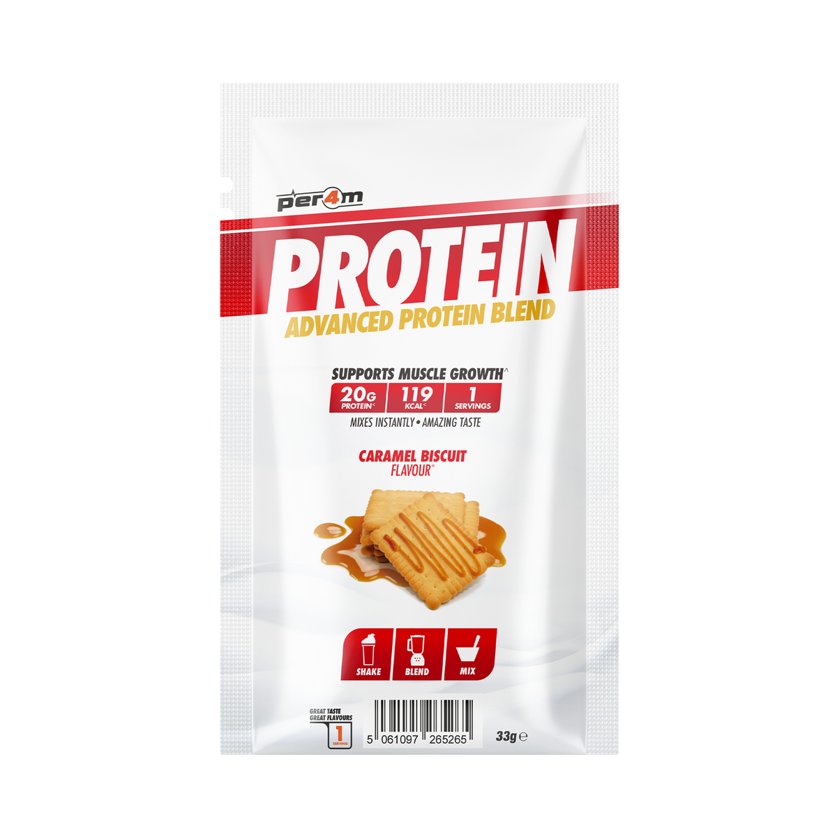 Per4m Advanced Protein Blend Sample Sachet Caramel Biscuit