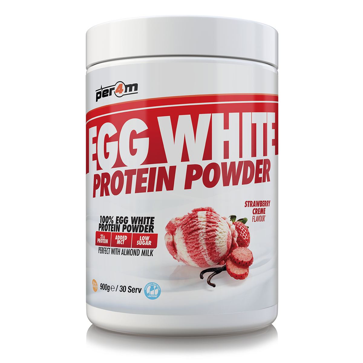 Per4m Egg White Protein 900g Strawberry Creme